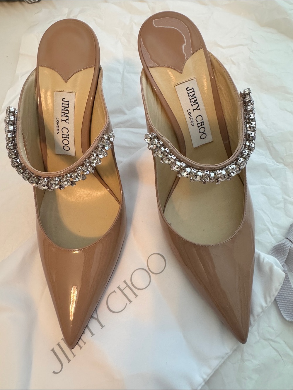Jimmy Choo Bing 100 Ballet Pink nude mules heels
